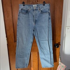 Agolde 90’s cropped mid-rise distressed denim, size 28